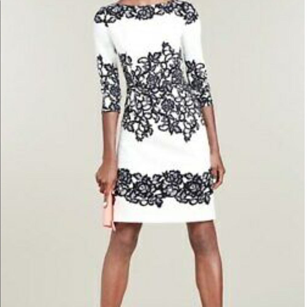 Adrianna Papell Ivory Dress w/ Printed Lace Detail